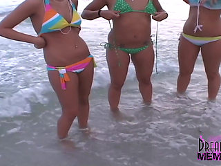 Three Hotties Make Out and Get Topless at a Public Beach