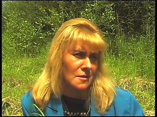 Hairy blonde mature have a nice time outdoors