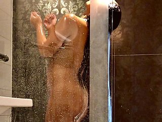 Long Haired British MILF - Secretly Filmed Taking a Hot Shower - Uncut Clips