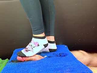 CBT Cock Trampling in Boots, Socks and Barefoot Until He Cum, Femdom Jozi Trample