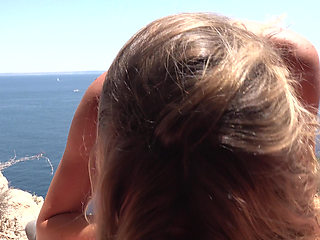 Super Sexy German Babe Gets a Big Facial on the Beach