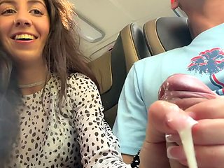 Sim Small-titted Brunette Hottie Notices a Tourist Wanking In The Bus & Decided To Help Him Cum