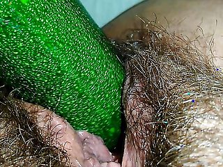 Meaty slimy pussy and a zucchini