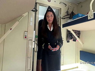 Seduced the Train Conductor: Public Sex with a Teen Stewardess