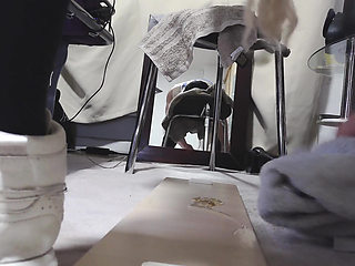 Riding in the Blue Cheerleading Outfit BBC