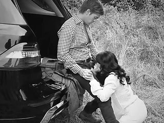 He fucks Ava Dalush behind his car