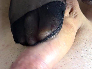 Smoking Electronic Cigarette While Getting Footjob and Handjob Cumshot