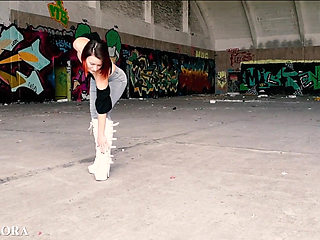 Walking and Teasing in My White Boots - Parts 1 and 2