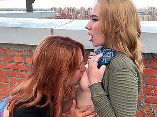 Public Lesbian Sex on the Roof