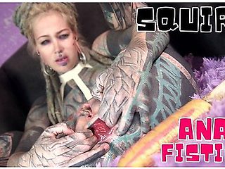 Latex Tattoo Girls Anal Masturbation Squirt And Metal Toy