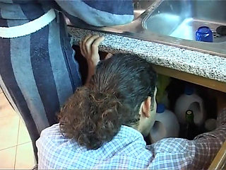 Italian brunette rides a hard big cock in the kitchen