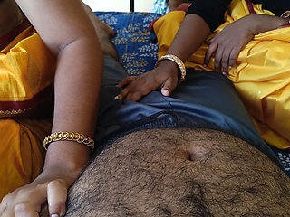 Threesome hard bed fucking