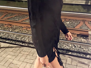 Horny Slut Fucked in the Middle of the Train Station!!