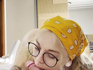 Fast morning blowjob with cumshot on my glasses