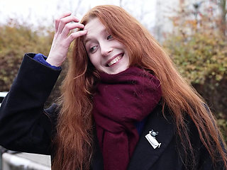 German redhead cutie gets her pale pussy broke by a hard boner