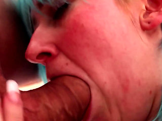 Horny MILF in Blue Wig Hardcore Fucked Moans Like Crazy