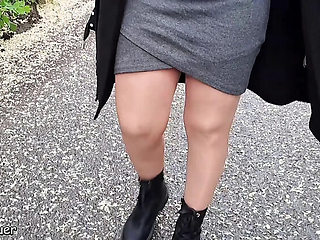 Amateur MILF Sandra Falkenhauer Outdoor Walking Compilation - Petite Tits, Stockings, Public Fun