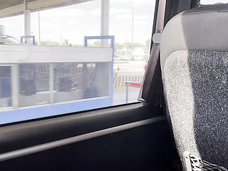 Fefo23x6 Sucks Hard on Bus - Latina Babe with Big Natural Tits Swallows Cum