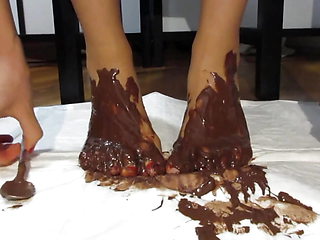 My Feet with Varnished Nails, All Covered with Chocolate Cream