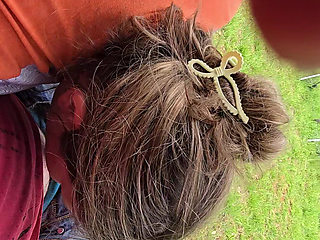 A little outdoor fun after yard work. Some cock worshiping and reverse cowgirl riding in our outdoor swing.