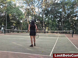 Rafaela and Igor Are Taking Their Strip Tennis Match Outside