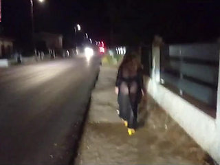Mel Showing off in Public on the Side of the Road 13