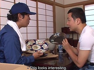 Horny Japanese beauty swallows her colleague's dick