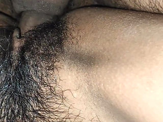 Sucking Hairy Creamy pink pussy of my girlfriend and playing with pussy boobs