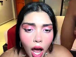 Busty latina suck three cocks and takes hard anal pounding l