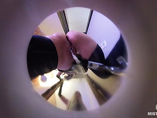 Goddess Pissing Into the Sink in Latex Thong and Black Stockings - You’re My Human Toilet Bowl POV