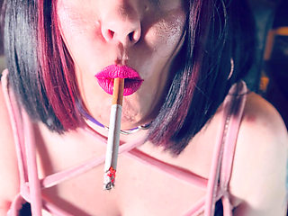 Cute Goth Tina Snua Tip To Tails 2 Cigarettes - Chain Smoking BBW Emo - OMI OME Snap Inhales Drifts