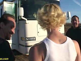 Crazy girls rough bang van party banged