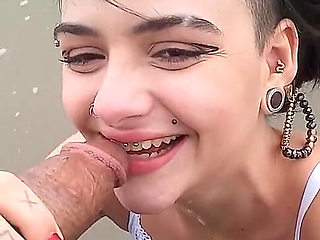 Influencer Sucking Dick in Public on a Beach