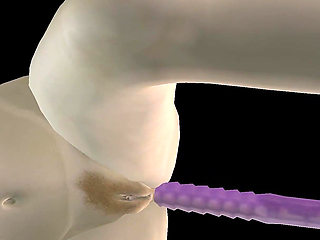 Animated 3D Porn - Beautiful Girl Strap on Fucks Asian Man Then Double Dildo Doggy