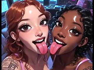 Beautiful Lesbians Tongue and Kiss Fetish, Ai Animation