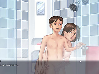 Stepmom goes into the bathroom to masturbate her stepson