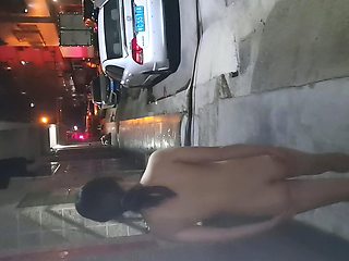 Blonde Amateur Takes Facial Outdoors In Public