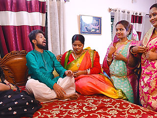 Desi Indian Thirki Husband Fucks His All Four Wives at the Same Time and Cumshot on Face. Hindi Audio