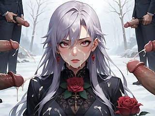 Snowy Rose & Cum-splattered Surrender: MILF's Dildo Feast in Winter