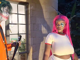 Big bootied dark beauty gets pounded in a public outdoor bathtub