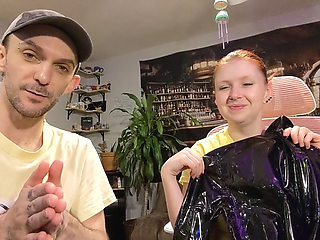 Wish List Gifts 9 - Red Corset and Black Vinyl Dress Unboxing and Masturbation