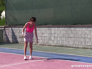 Horny Mixed Double Tennis Match