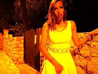 Blonde amateur enjoys the feeling of masturbating outdoors