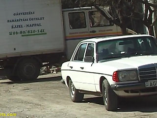 Crazy bbw girl peeing on the street