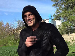 Wendy Moon masturbate in van and convince dude to fuck and creampie her