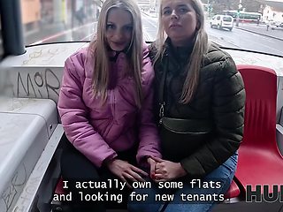Curvy Busty Blonde PAWG Fucks With a Stranger In Front Of Her Lesbian GF To Get a Flat For Rent