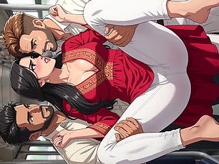 Busty Curvy Indian Beauty Gets Lifted & Carried by Eager Men on Crowded Bus - Cartoon ai video