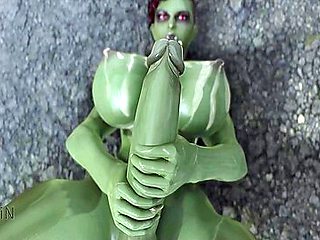 Orc Jerking Off Her Huge Dick In The Rain