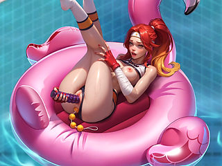 Wet pussy dildo fuck with Use Beads in ass 3d Horny Villa