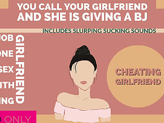 AUDIO ONLY - Cheating girlfriend phone sex talks to you while giving your friend head